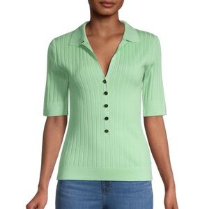 KARL LAGERFELD PARIS | Ribbed Knit Collar Top